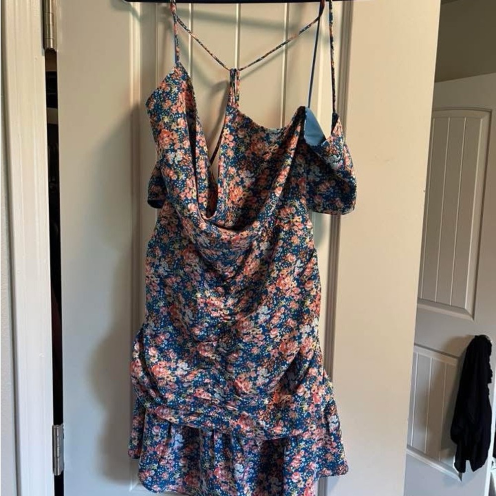 Floral Blue and Pink Women's Dress